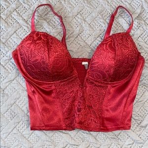 Maroon lace crop top